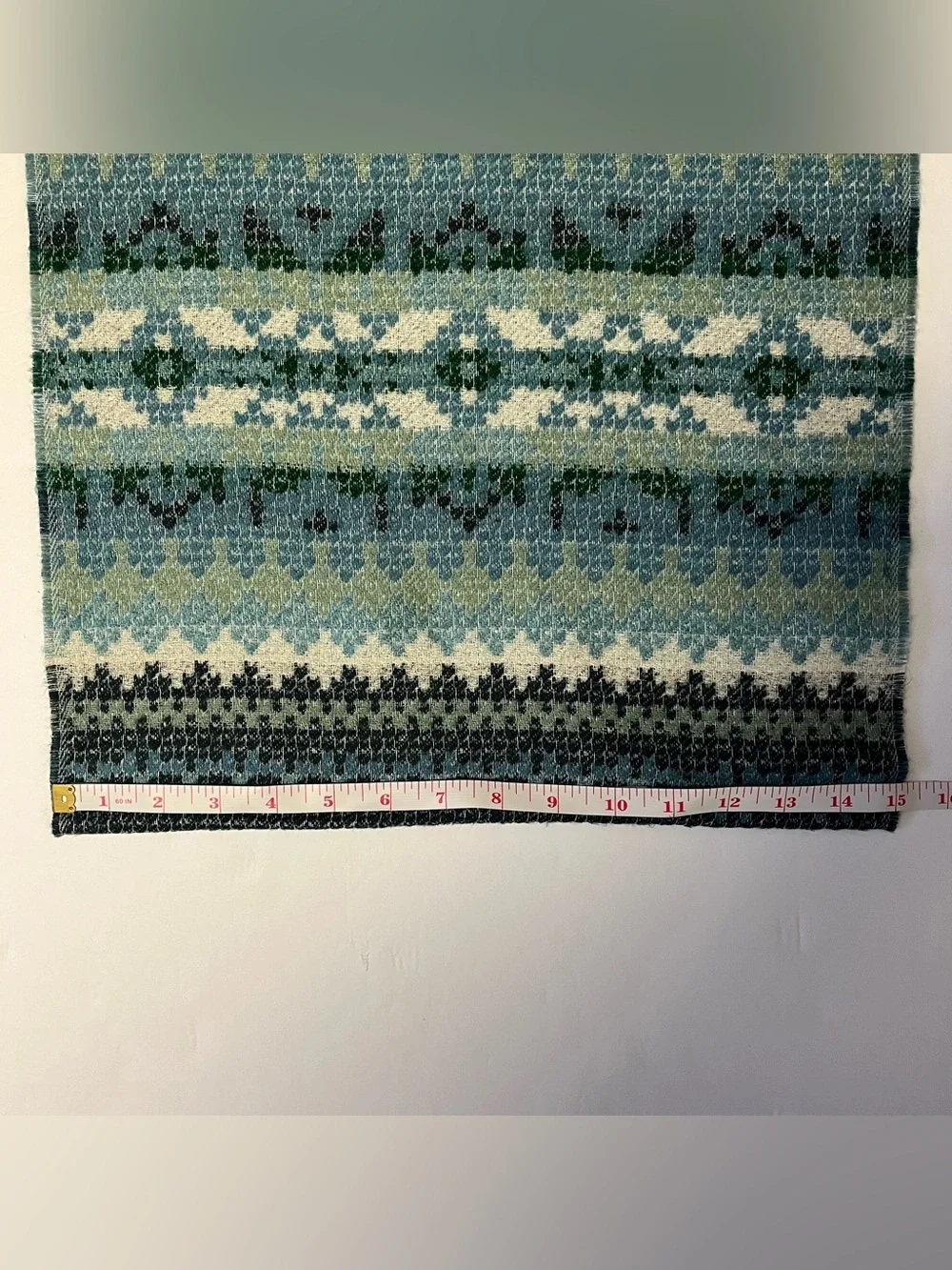 J. Jill Infinity Scarf Fair Isle Knit Fringe Blue Teal Green Fairy New With Tags